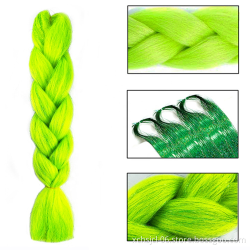 bling Jumbo Braiding Hair Extensions Braiding Hair 24 Inch Ombre Multiple Tone Colored Synthetic Hair for Women